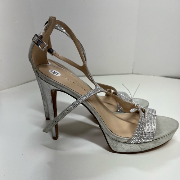 Pelle Moda Karisa High Heel in Silver Size 11 Women’s NEW Heels T-Strap Sparkly - Picture 6 of 13